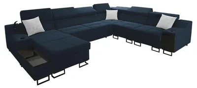 Produktbild von MIRJAN24 Wohnlandschaft Alicante VIII mit drei Bettkästen und Schlaffunktion, Lampe mit USB-Anschluss, U-Form Polsterecke (Farbe: Uttario Velvet 2967 + Uttario Velvet 2973, Seite: Links)