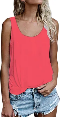 Imagen del producto de Top de verano para mujer, sin mangas, corte holgado, estilo camiseta. Ropa ligera de verano
