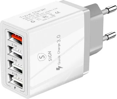 Produktbild von Schnellladegerät 4xUSB-A, PD & Q.C 3.0, 33W - Weiß