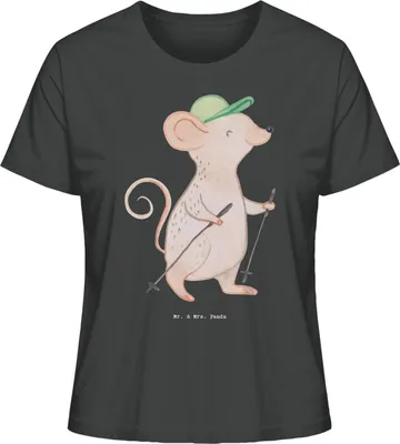 Produktbild von Mr. & Mrs. Panda Oberteil Damen Maus Walking Größe M - Anthrazit - Geschenk, Schnelles Gehen, T-Shirt, Basic Shirt, Kurzarm, Walken, Spazieren