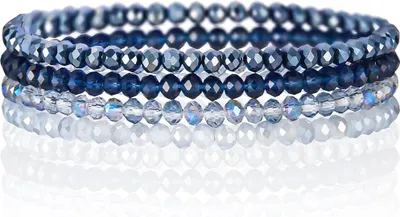 Produktbild von ALSTER HERZ® Damen Kristallperlen Armband Mehrschichtiges Steine Boho, J0369 Blau