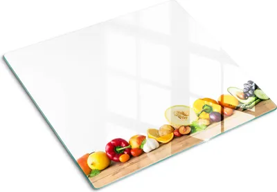 Obrázok produktu pre Sklenená ochranná doska – Kryt varnej dosky – Kryt na indukčnú dosku – 60x52 cm – Rýchle čistenie – Tvrdené sklo – Ovocie a zelenina