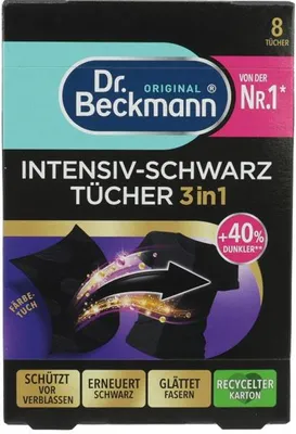 Image de Dr.Beckmann | Lingettes de lavage - pour le linge noir - pour préserver les couleurs - 3 en 1 - 8 pièces