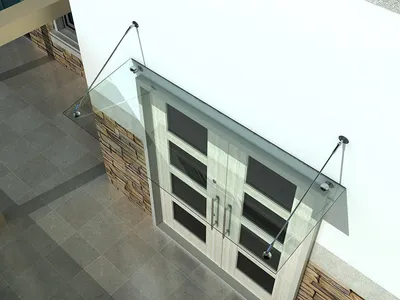 Immagine prodotto di Glaswerk Westfalen - (STB) Pensilina in vetro trasparente 200x90 cm con supporto