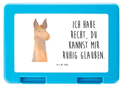 Produktbild von Mr. & Mrs. Panda Bentobox Lamakopf Genervt - Weiß - Geschenk, Lama, Lunchbox, Freundin, Chef, Snackbox, Büro, Butterbrotdose, Chefin, Bento Box, Lamas, Frühstücksbox