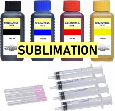 Produktbild von 4 x 100 ml Sublimationstinte black, cyan, magenta, yellow - für Epson, Ricoh, Nashuatec, NRG