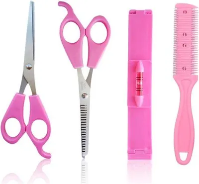 Produktbild von Famanu Haarschnittset 4-teilig mit Friseurschere und Schnittclip - Pony