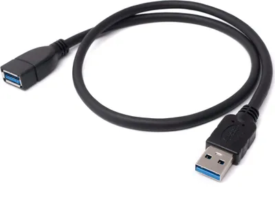 Produktbild von SYSTEM-S USB 3.0 Kabel 50 cm Typ A Stecker zu Buchse in Schwarz