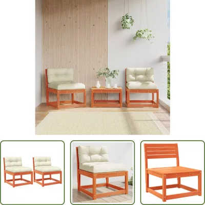 Produktbild von The Living Store Gartensofas mit Kissen 2 Stk. Wachsbraun Massivholz Kiefer