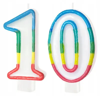 Produktbild von PartyPal Geburtstagskerzen Ziffer 10 mit farbigem Rand 8,5cm