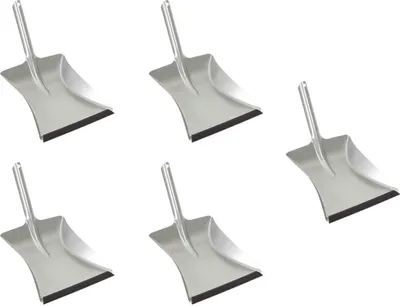Produktbild von Novaliv 5x Kehrschaufel Metall mit Gummilippe I verzinkt I Schaufel Düllgriff I Blechschaufel Kehrblech I Ascheschaufel Ofenschaufel