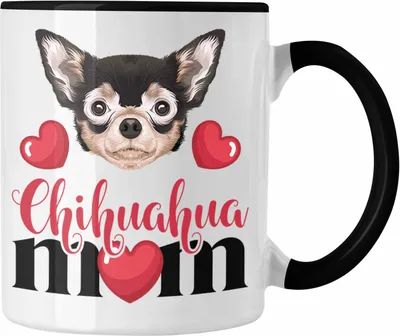 Produktbild von Trendation - Chihuahua Besitzer Mom Mama Tasse Geschenk Lustiger Spruch Geschenkidee Chihuahua Besitzerin (Schwarz)