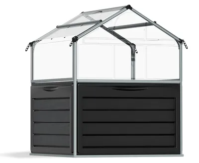 Produktbild von Palram - Canopia Metall Hochbeet mit Gewächshaus Plantino anthrazit 118x118x147 cm