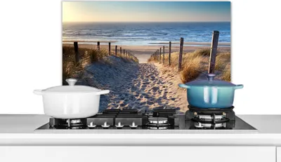 Produktbild von KitchenYeah® Spritzschutz Küche - Küchenrückwand - Wandschutz für Herd und Spüle - Sand - Strand - Düne - Meer - Sommer 70x50 - Alu-Dibond (Alternative zum Spritzschutz aus Glas) - Hitzebeständig - H