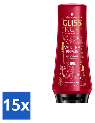 Zdjęcie produktu dla 15 x Odżywka do włosów Gliss Kur Winter Repair - Regeneruje i pielęgnuje - 200 ml - Opakowanie ekonomiczne - 15 sztuk