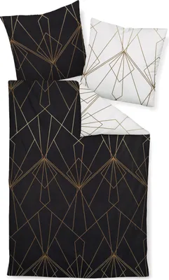 Produktbild von Janine Design Mako-Satin Bettwäsche-Garnitur J.D. 87054 Farbe bronzebraun schwarz-07 Größe 155X220+80x80cm