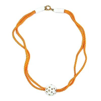 Produktbild von Kette Perle weiß-gold Kordel orange gold 50 cm