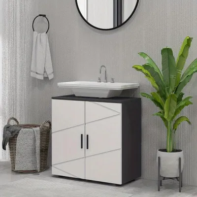 Immagine prodotto di Armadietto da bagno - Mobiletto da bagno - Mobiletto sotto lavabo - Mobiletto contenitore - Contenitore - Ripiani regolabili