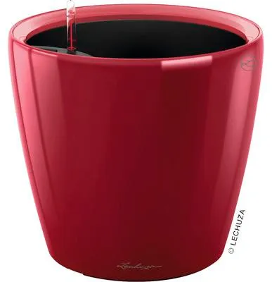 Obrázok produktu pre Plastový samozavlažovací kvetináč Lechuza Classico Color LS Ø 28 x 26 cm červený vrátane zavlažovacieho systému, vložky pre rastliny, substrátu a ukazovatele hladiny vody
