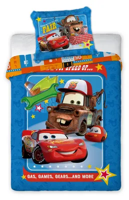 Produktbild von Kinderbettwäsche 100x135 cm + 40x60 cm Cars Auto Track Stars 100x135 cm + 40x60 cm - Cars
