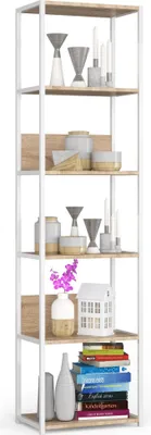 Produktbild von Akord Loft-Metallregal Weiß/Sonoma-Eiche 50X32X192 Cm