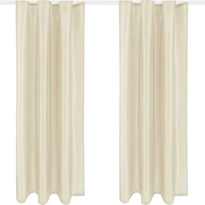 Image de lot de 2 rideaux opaques Alessia avec ruban universel 140x245cm beige