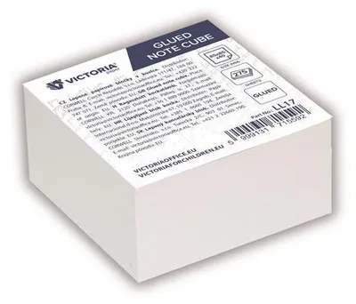 Obrázek produktu pro Papírové bločky v kostce, 85 x 85 x 40 mm, 275 listů, lepené, VICTORIA OFFICE