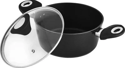 Immagine prodotto di Unyqoos® Venga! VG Pentola 3000 – Pentola da cucina da 20 cm, 2,5 litri, con rivestimento antiaderente GREBLON a 2 strati (, senza piombo e senza cadmio), lavabile in lavastoviglie, fondo Turbo-Induzione, maniglie Soft-Touch, colore nero/argento