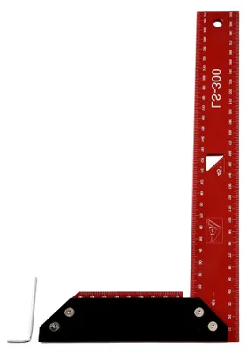 Produktbild von Aluminiumlegiertes Winkelmesslineal, 45/90 Grad, quadratische Form, doppelseitige Skala, 200 mm (150 mm)