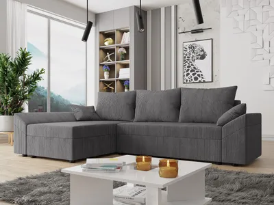 Produktbild von MIRJAN24 Ecksofa Dante L Cord, Eckcouch, Couch mit Bettkasten und Schlaffunktion, L-Form, Wohnzimmer (Farbe: Poso 22)