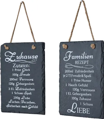 Produktbild von 2er Set Wandbilder Sprüche 15x20cm Rezept Schilder Familie Schiefertafel Deko