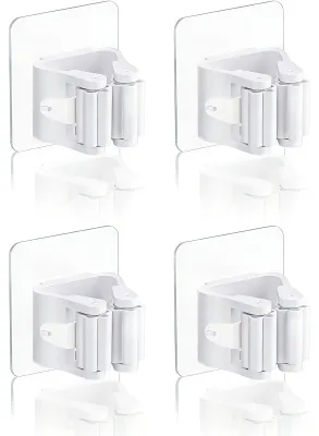 Produktbild von 4 Stück Besenhalterung Wand Selbstklebend, Besenhalterung Wand Ohne Bohren, Wandhalterung Besen, Besen Halterung, Geeignet für Besenstiel, Küche, Bad, Garten, Garage