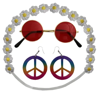 Produktbild von Hippie Set für Damen Karneval Fasching 70er Jahre Party Flower Power