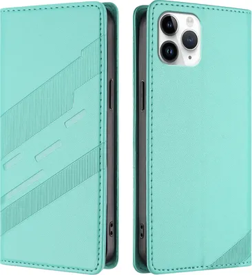 Produktbild von Hülle für iPhone 11 Pro, Kunstleder Brieftaschen Handyhülle mit Kartenfach und Standfunktion Türkis