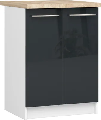 Immagine prodotto di Akord Mobile Da Cucina Oliwia 2 Ante Con Ripiano Bianco-Grafite Lucido 60X46X85 Cm