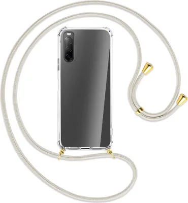 Produktbild von Handykette Backcover-Schutzhülle mit Band (Metall goldfarben) für Sony Xperia 10 II - broken white