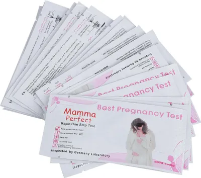 Immagine prodotto di 20 pezzi/borsa strisce di test di gravidanza precoce LH urina test kit indicatore rapido per le donne (PinkWhite Strip)