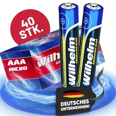 Produktbild von 40 AAA Mikro Wilhelm Universal Alkaline Batterien im Shrink LR03