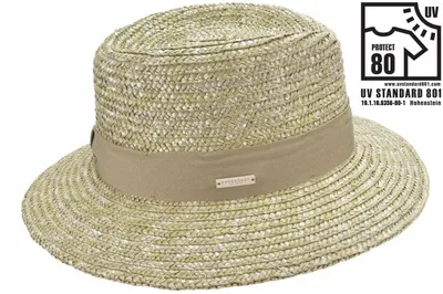 Seeberger Strohhut Fedora UV 80 in grün