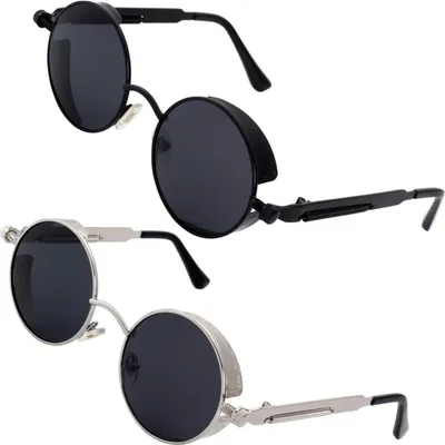 Produktbild von GQUEEN Retro Runde Steampunk Sonnenbrille UV400 Polarisiert