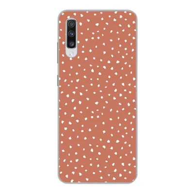 Produktbild von MuchoWow® Handyhülle Schutzhülle Hülle für Samsung Galaxy A70 Tupfen - Orange - Weiß Silikon Softcase Handy Hülle - Schutzhaube