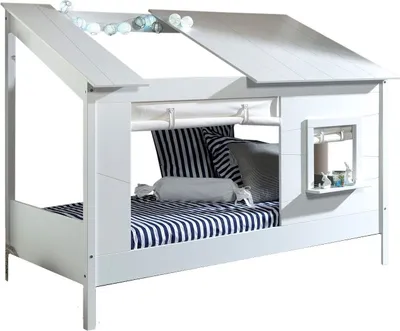 Produktbild von Baumhausbett Katareena 214x105x159 Spielbett MDF+Massivholz Weiß