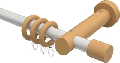 Produktbild von Interdeco Gardinenstange / Vorhangstange Weiß / Buche lackiert, Typ Talena Feta (Kappe), 20 mm Ø 1-läufig, 160 cm