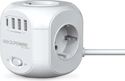Produktbild von RealPower Steckdosenwürfel PowerBox 431 + 3xUSB-A / 1xUSB-C