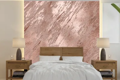 Produktbild von MuchoWow® Fototapete für Wohnzimmer oder Schlafzimmer Wandtapete Vinyl Motivtapete Marmor - Rosa - Gold - 280x280 cm - Hintergrundbild