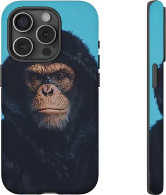 Produktbild von Affenmotiv mit schwarzem Hoodie – Handyhülle Kompatibel mit iPhone 15 Pro