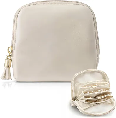Produktbild von Schmuckkästchen beige, Kunstleder, für Reisen, für Armbänder und Ohrringe