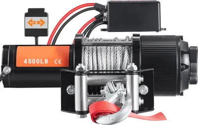 Produktbild von SucceBuy Elektrische Seilwinde 12 V, 2048 kg Tragkraft, 6,35 mm x 12,7 m Stahlseil, IP55, ATV-UTV-Winde mit kabelloser Fernbedienung und 4-Wege-Seilführung zum Abschleppen von Jeeps, SUVs