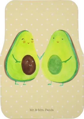 Produktbild von Mr. & Mrs. Panda Automatte Avocado Pärchen - Gelb Pastell - Geschenk, Familie, Bodenmatte Auto, Fußmatte Fürs, Babyshower, Schwangerschaft, Kfz