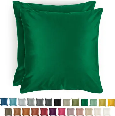 Produktbild von Blumtal 2er Set Kissenbezug 40x40 cm Samt - edler Kopfkissenbezug aus Samt, weiche Kissenhülle Velvet, Botanical Green - Grün